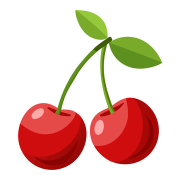red cherries with green leaves clip art preview