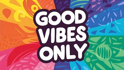 Fototapeta premium Good Vibes Only colorful background and text (T-shirt Design Motivational Quote, Illustration ,Typography)