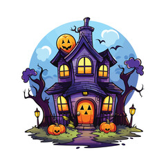halloween house with pumpkin