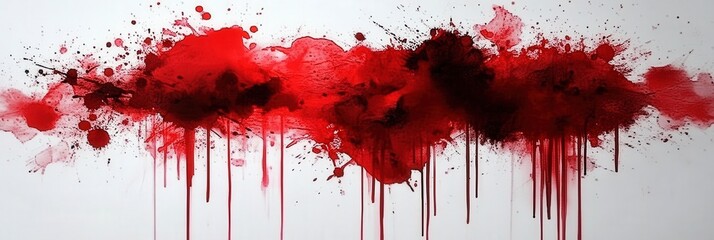A red paint  splatter  on a white background , Blood drops