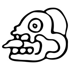 Tribal symbol, black and white isolated vector. American style. Aztec animal style Mexican design