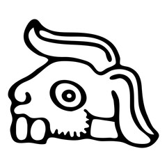 Tribal symbol, black and white isolated vector. American style. Aztec animal style Mexican design