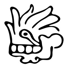 Tribal symbol, black and white isolated vector. American style. Aztec animal style Mexican design