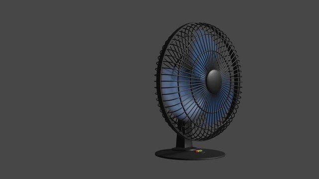 Render de un ventilador de mesa en marcha