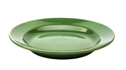 Green plate empty on transparent background