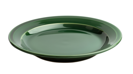 Green plate empty on transparent background