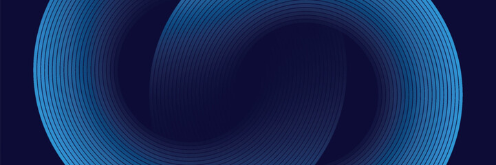 Abstract blue glowing geometric lines on dark blue background. Modern shiny blue circle lines pattern. Futuristic technology concept