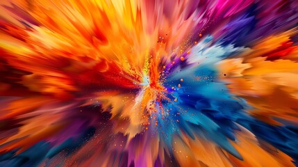 Obraz premium Vibrant explosion of colors blending seamlessly, creating a dynamic and energetic visual. Perfect for artistic projects or backgrounds.