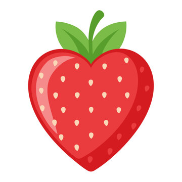 recommend clip art: strawberry colorful fruit. heart shaped strawberry Modern abstract flat style. Natural tropical fruit. Vector illustration