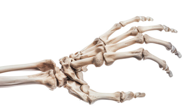 Human hand skeleton on transparent background