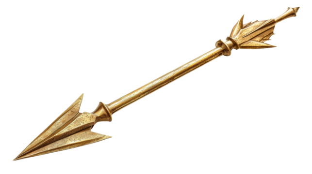 Arrow dagger gold on transparent background
