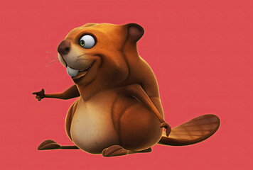 Fun 3D cartoon beaver talking © Julien Tromeur