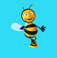 Fun 3D cartoon bee dancing