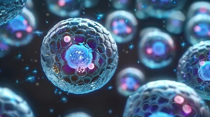 Human cell under microscope