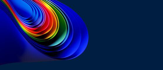 Abstract paper structure in rainbow colors, isolated on dark blue. Very high resolution.