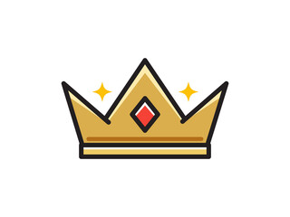 The golden crown in the white background. Isolated Vector Illustration