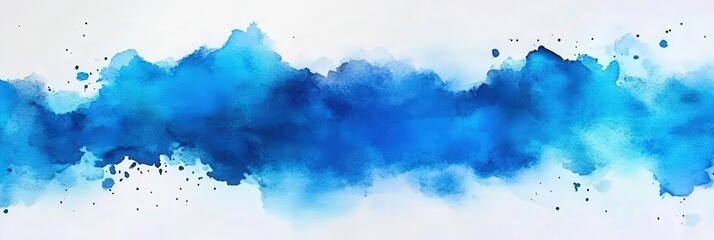 Obraz premium Abstract blue watercolor background with a splash of paint, Artistic, blue paint brush strokes watercolor wave. banner