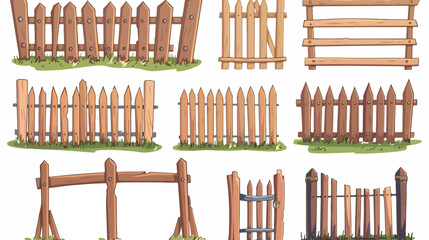Wooden Fencing Cartoon Style - Wood Bars Materials