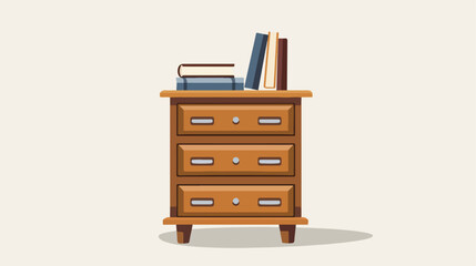 Modern Wooden Furniture with Drawers and Books on Top