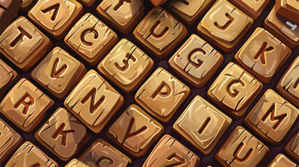 Wooden Tiles Alphabet in 3D - Square Blocks