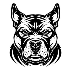 Bulldog face illustration in black and white