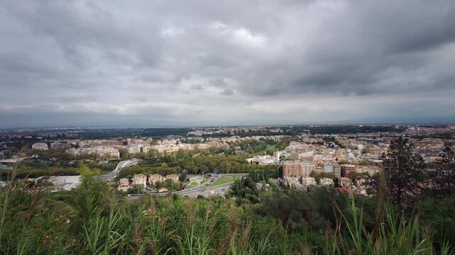panorama of Rome from the Janiculum. High quality 4k footage