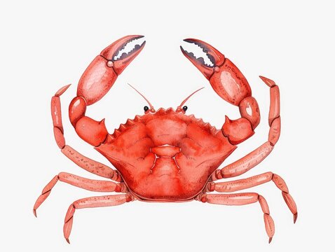 recommend clip art: Vibrant and whimsical watercolor of a cute  hand drawn cartoon crab with simple lines and a playful  children s book inspired style set against a clean  white background  This creative