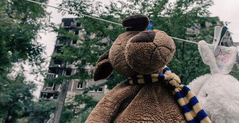 destroyed building in a city lost in the war in Ukraine