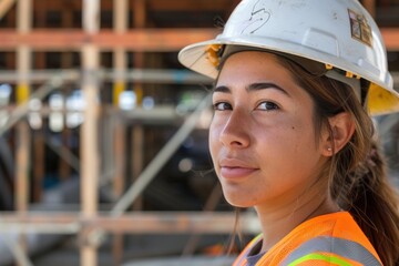 Step into the World of Construction as a Young Female Civil Engineer, Meticulously Inspecting Reinforcement