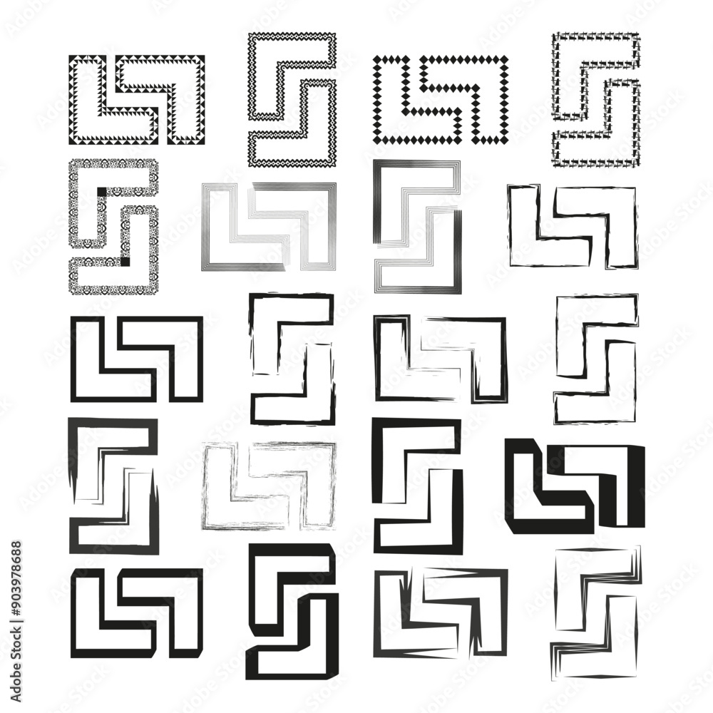 Poster abstract geometric shapes. varied patterns. vector icons. monochrome design elements.