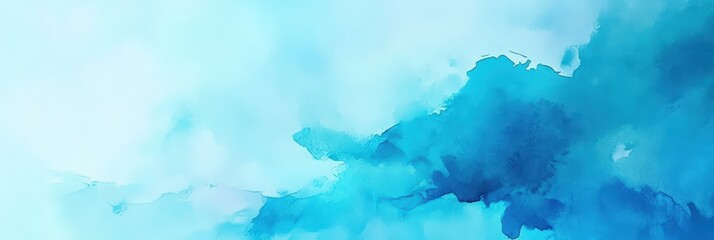 Obraz premium Abstract blue watercolor background with sky and clouds