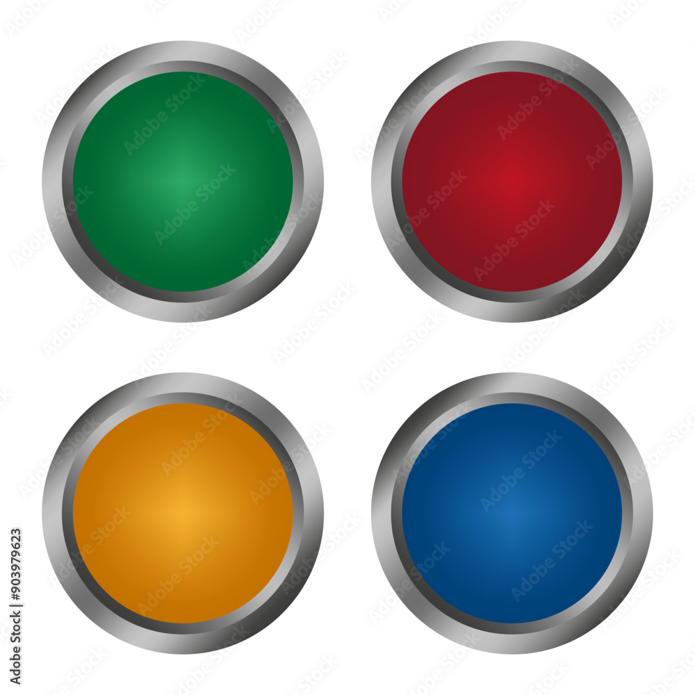 Poster colored metallic buttons. vector round icons. shiny glossy circles.