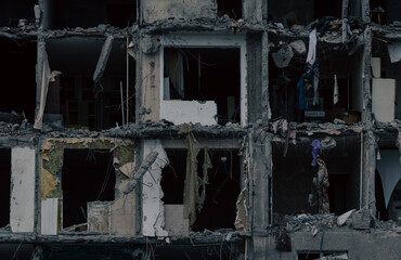 destroyed building in a city lost in the war in Ukraine