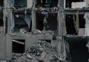 destroyed building in a city lost in the war in Ukraine