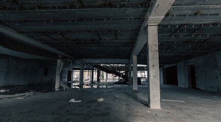destroyed building in a city lost in the war in Ukraine
