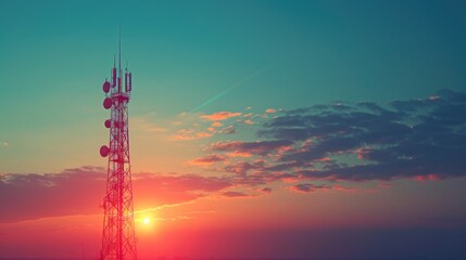 Obraz premium Tele Ballpark Tower Captured in Warm Golden Evening Light