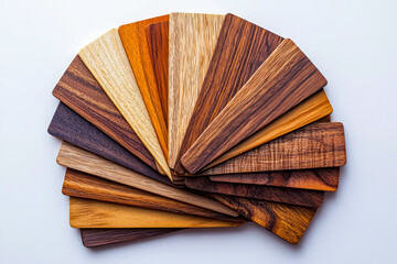 Exquisite Wood Veneer Swatches on Clean White Surface for Stylish Interior Design Choices