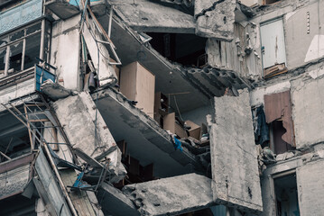 destroyed building in a city lost in the war in Ukraine