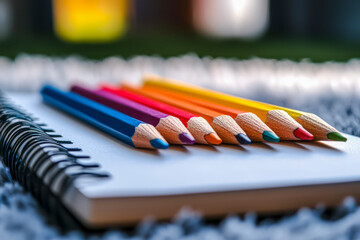 Creative Content Creation: Notebook and Colored Pencils for Text Enhancement