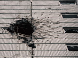 destroyed building in a city lost in the war in Ukraine