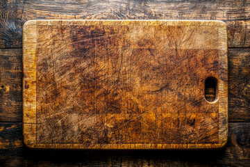 Vintage Butcher Block Cutting Board on Rustic Wood Background: A Nostalgic Kitchen Essential