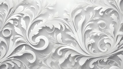 white floral swirls abstract background design backdrop copy space