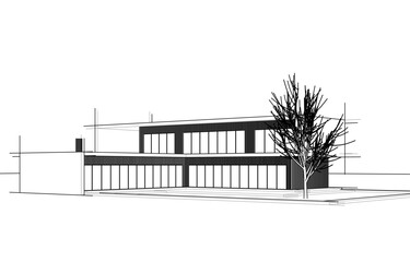 architectural sketch of a house