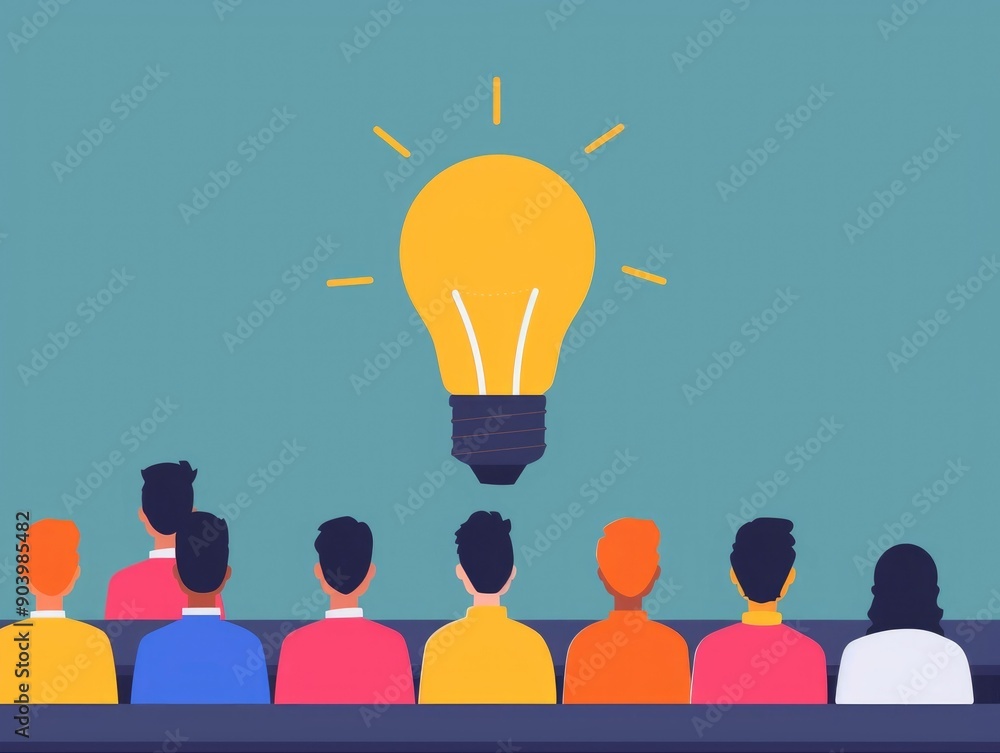 Poster illuminating ideas a classroom of potential and where a vibrant light bulb symbolizes the power of t