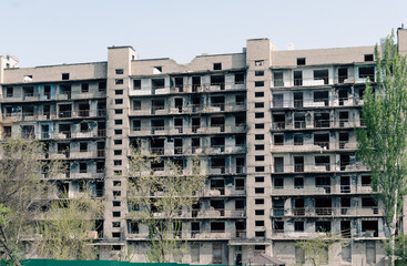 destroyed building in a city lost in the war in Ukraine