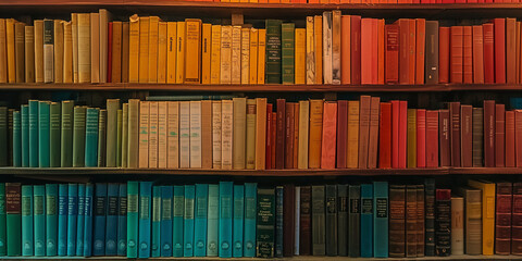 colourful books on a shelf