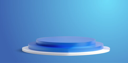 A 3D vectpr illustration of a blue podium on a light blue background, perfect for product presentations, advertising, and showcases.