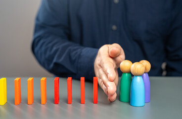 Protect people from risks and danger. Team protection and support. Security and safety in a...