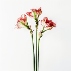 Fototapeta premium Medium shot of amaryllis, isolated on a white background, bright and vivid tonality 