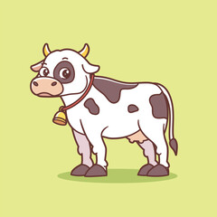 Fototapeta premium cute cow calf on the farm Cartoon Vector mascot Illustration animal nature Icon Isolated